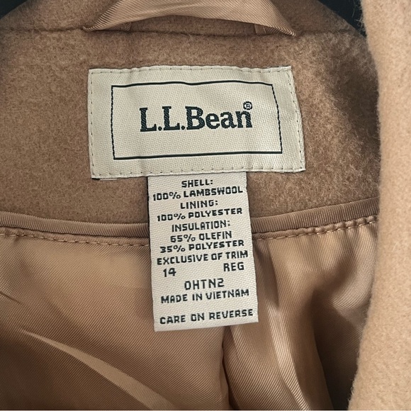 L. L. Bean Early 2000s Vintage Classic Wool Pea Coat Camel Women's 14 - Picture 9 of 11